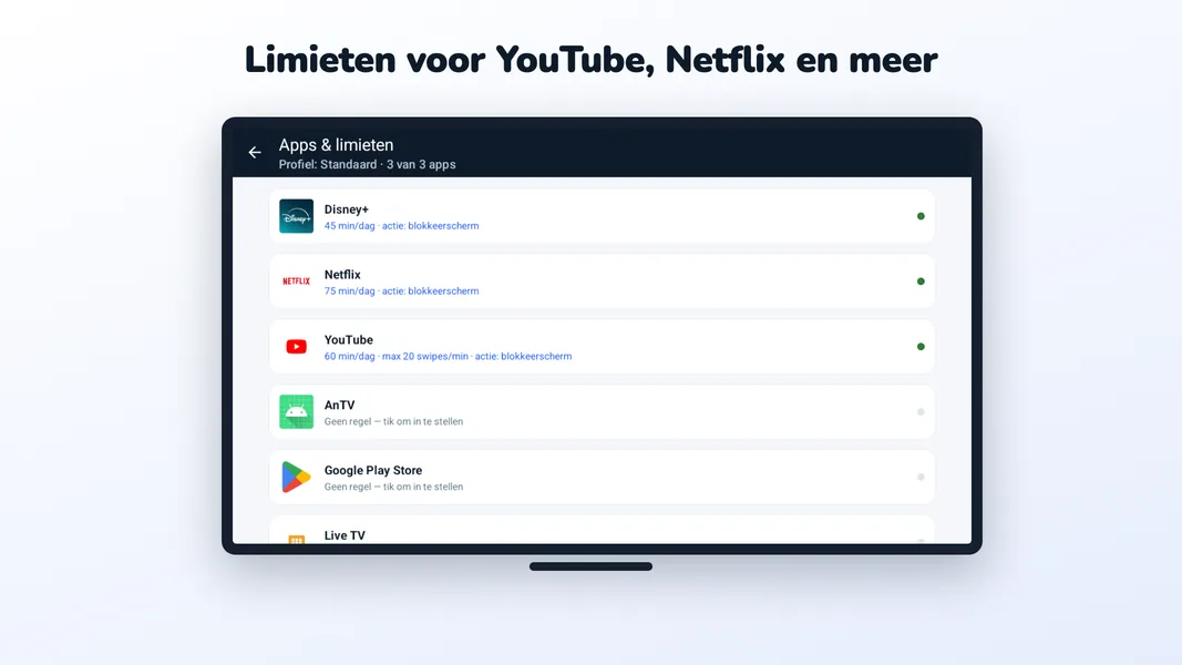 Grenzen per app op de tv